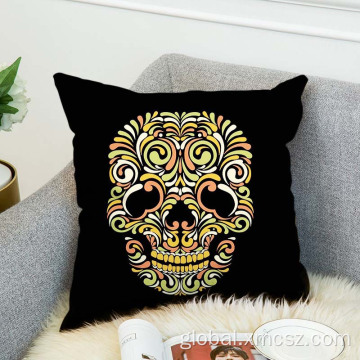 Velvet Cushion Covers Cute skull customized print 18x18 canvas cushion cover Factory